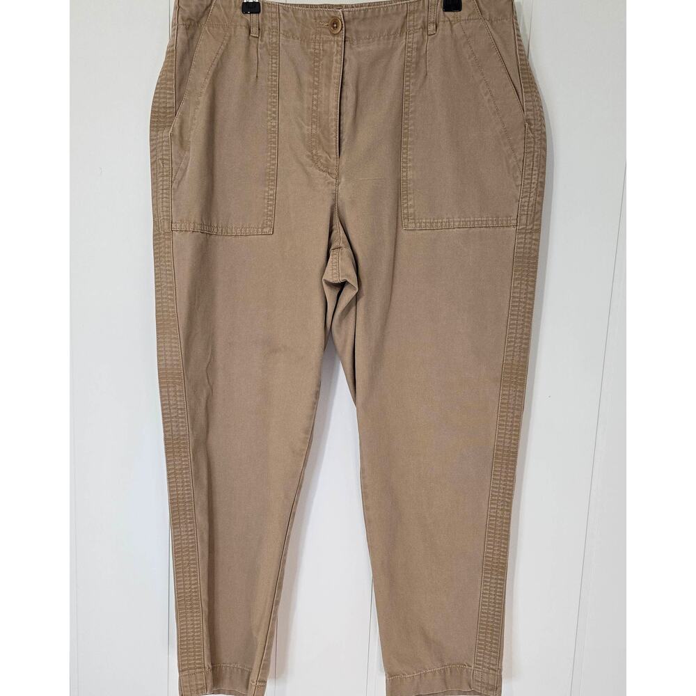 Talbots Slim Cargo Pant Khaki Light Brown Casual Ankle Length Size 14